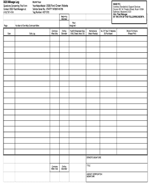 Dgs Mileage Log  Form