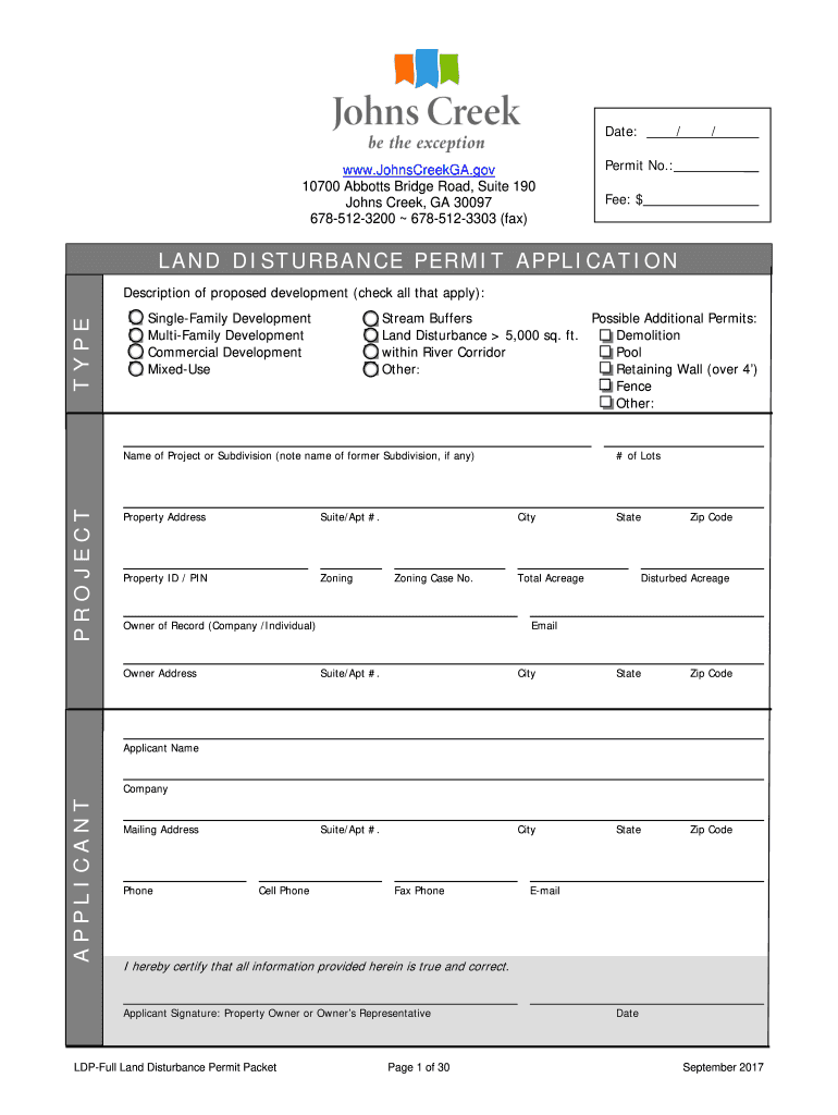  Land Disturbance Permit Application Type Project Applicant 2017