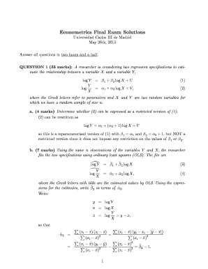 Basic Econometrics Questions and Answers PDF  Form