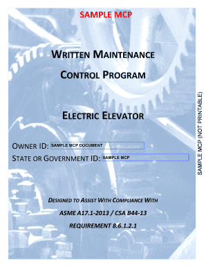Elevator Maintenance Control Program  Form