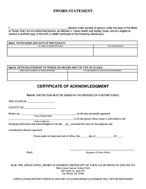 Sworn Declaration under Penalty of Perjury Example  Form