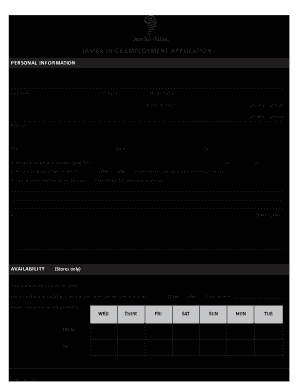 Jamba Juice Application  Form
