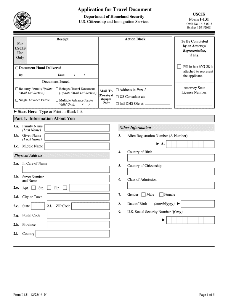  Uscis Travel  Form 2016-2024