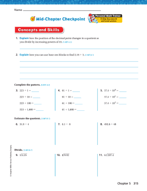 Mid Chapter Checkpoint Chapter 5  Form