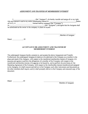 Llc Membership Interest Assignment Template  Form