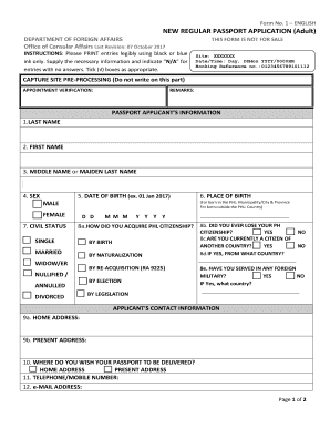 NEW REGULAR PASSPORT APPLICATION Adult DFA  Form