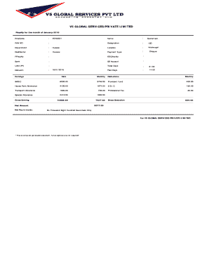 V5 Global Salary Slip  Form