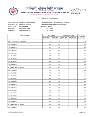 Member Passbook  Form