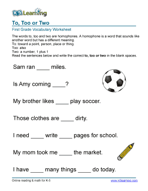 1st Grade Vocabulary Worksheets  Form