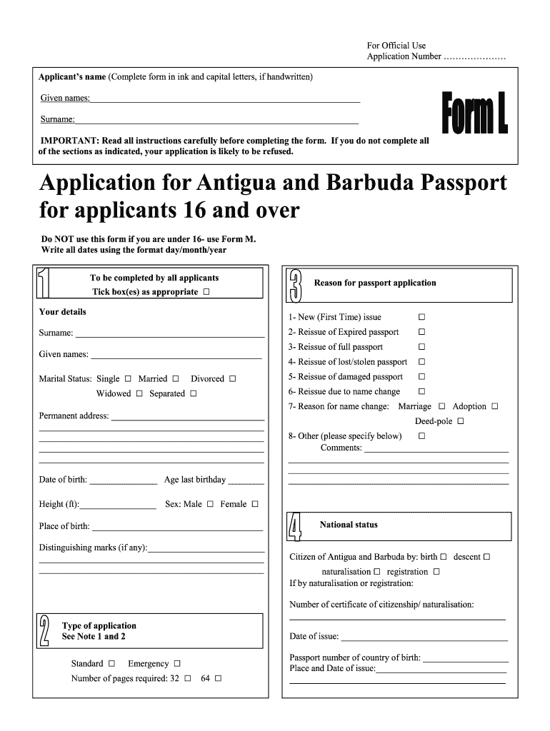Antigua and Barbuda Form