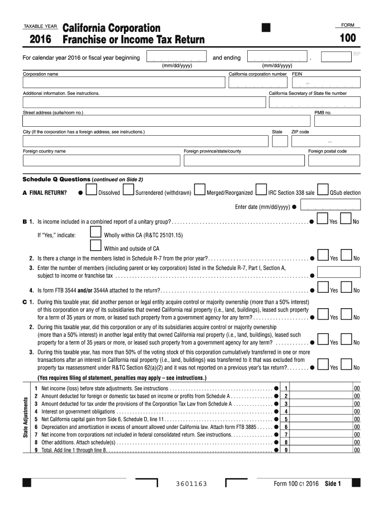  Form 100 2016