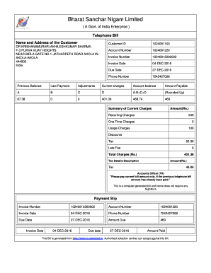 Bsnl Bill Download PDF  Form