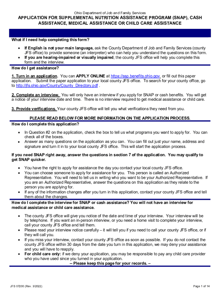 Ohio Snap Application  Form