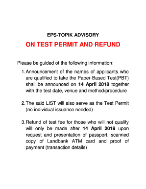 Information Sheet for Eps Passers