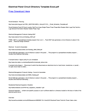 Circuit Breaker Directory Template PDF  Form