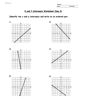 X and Y Intercepts Worksheet Day 3 Answer Key  Form