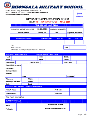 Bhonsala Military School Admission Form PDF