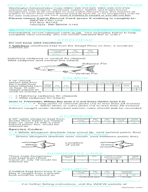 Washington Catch Record Card  Form