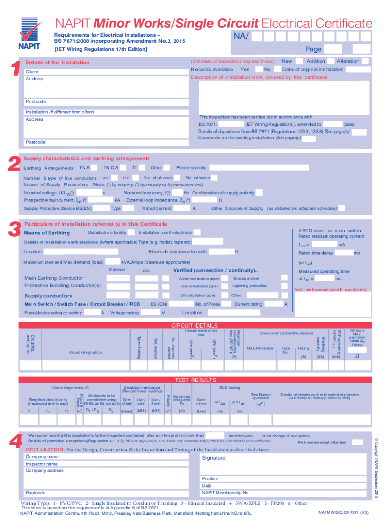 Minor Works Certificate PDF  Form