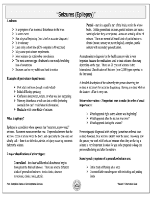 Seizure Nursing Documentation Examples  Form