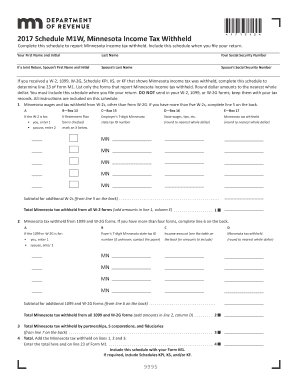 M1W, Minnesota Income Tax Withheld  Form