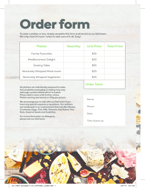 Woolworths Catering  Form