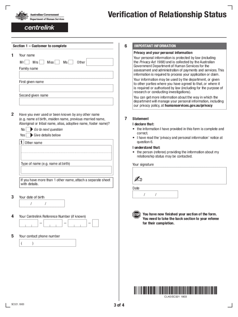 Verification of Relationship  Form