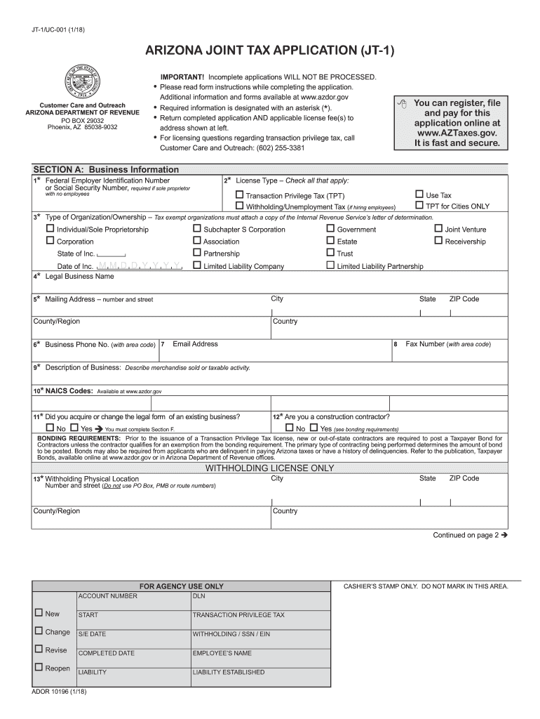  Arizona Sales Tax Permit Application 2018