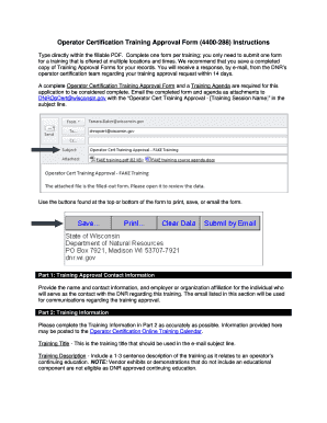 Operator Certification Training Approval Form 4400 288 Instructions