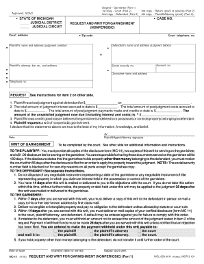  MC 13, Request and Writ for Garnishment Nonperiodic 2018-2024