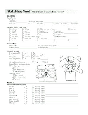 Work a Long Sheet  Form