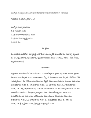 Rig Veda Sandhyavandanam Telugu PDF  Form