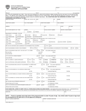 Get and Sign Mo Dept of Corrections Visitor Application  Form