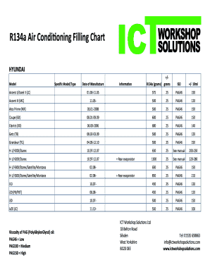 Ac Gas Filling Chart Hyundai  Form