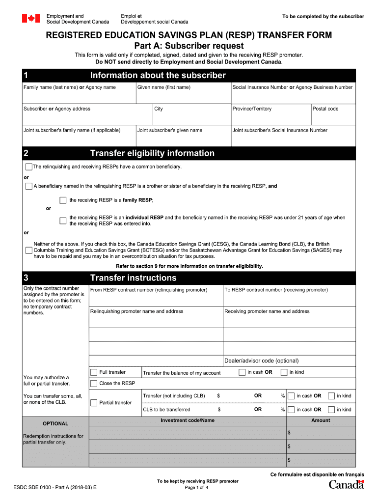  Esdc Sde 0100 Part a 2018