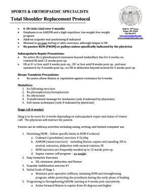 Total Shoulder Replacement Protocol  Form