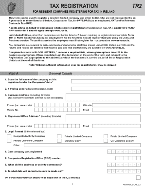 Ireland Tax Registration Form TR2