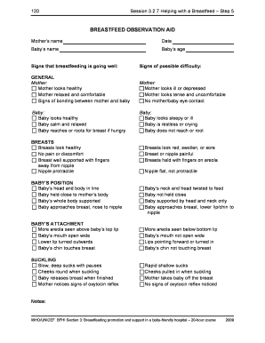 BREASTFEED OBSERVATION AID  Form