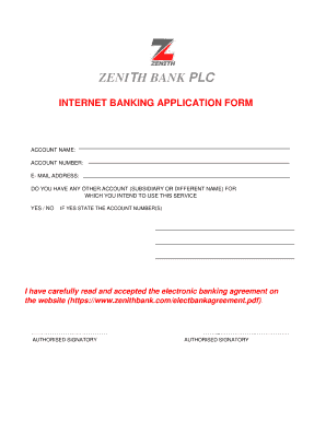 Zenith Internet Banking  Form