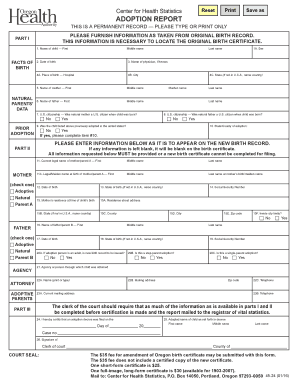 OHA 45 24 Adoption Report Form Oregon Gov