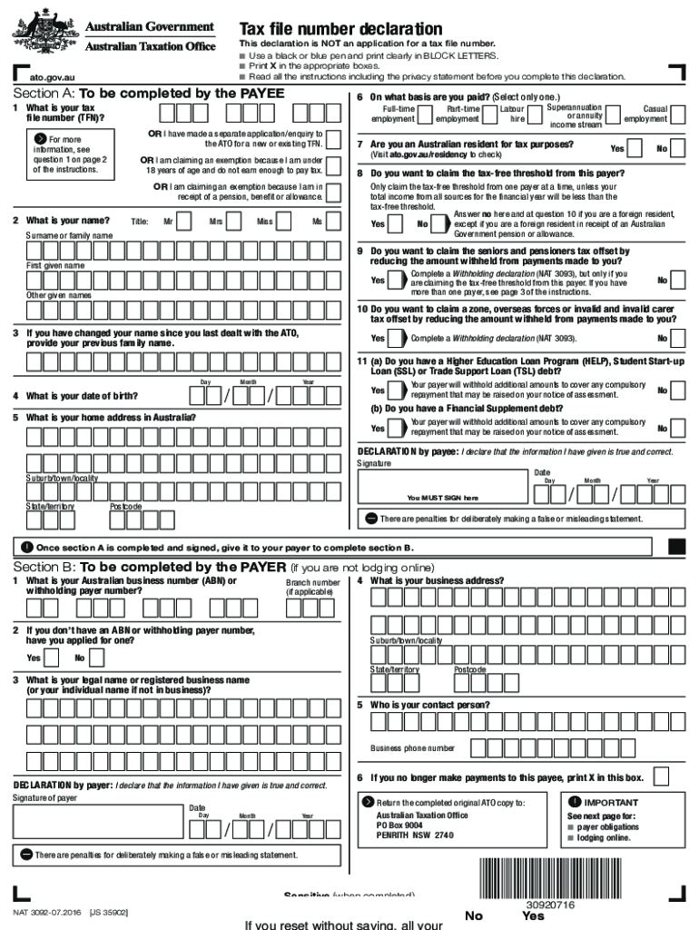 Tax Declaration Form