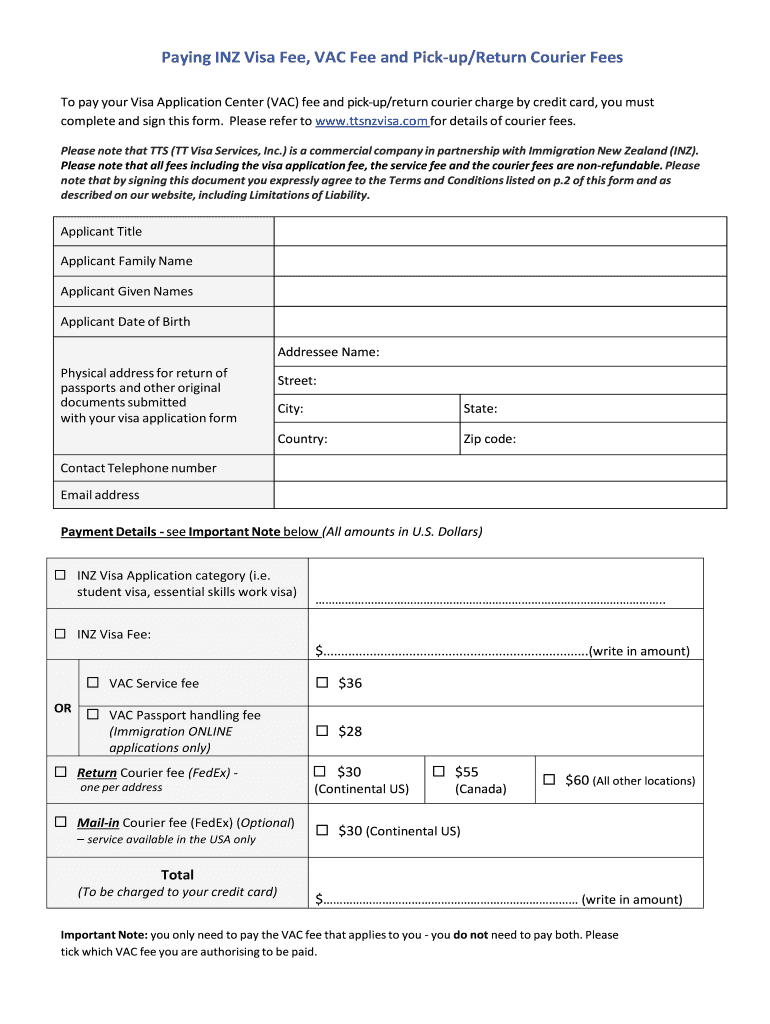 How Much is the Inz Fee  Form