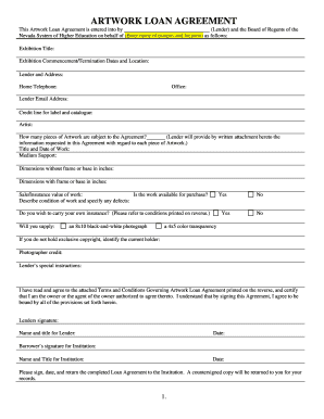 Art Loan Agreement Template  Form