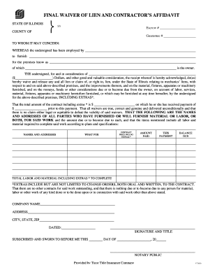 Final Waiver and Affidavit Ticor Title  Form