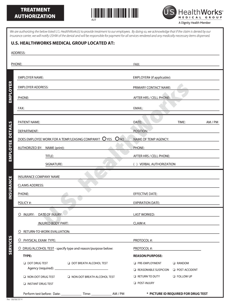 Us Healthworks Authorization Form