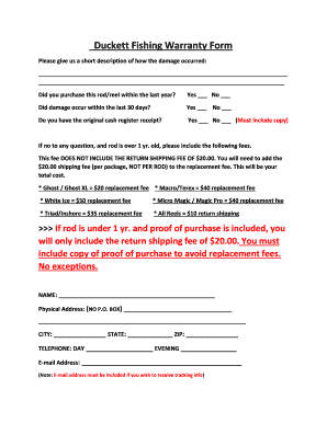 Duckett Rod Warranty  Form