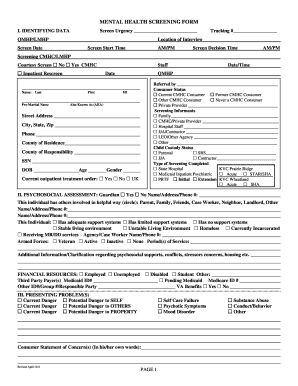 Health Screening Form