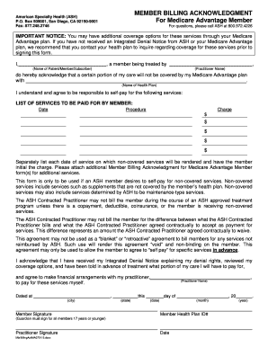 Member Billing Acknowledgment Required Form