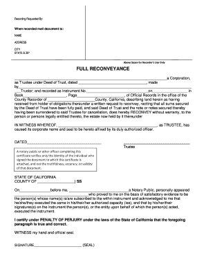  California Full Reconveyance Deed 2014