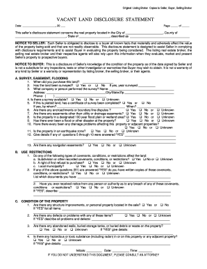 Vacant Land Disclosure Form